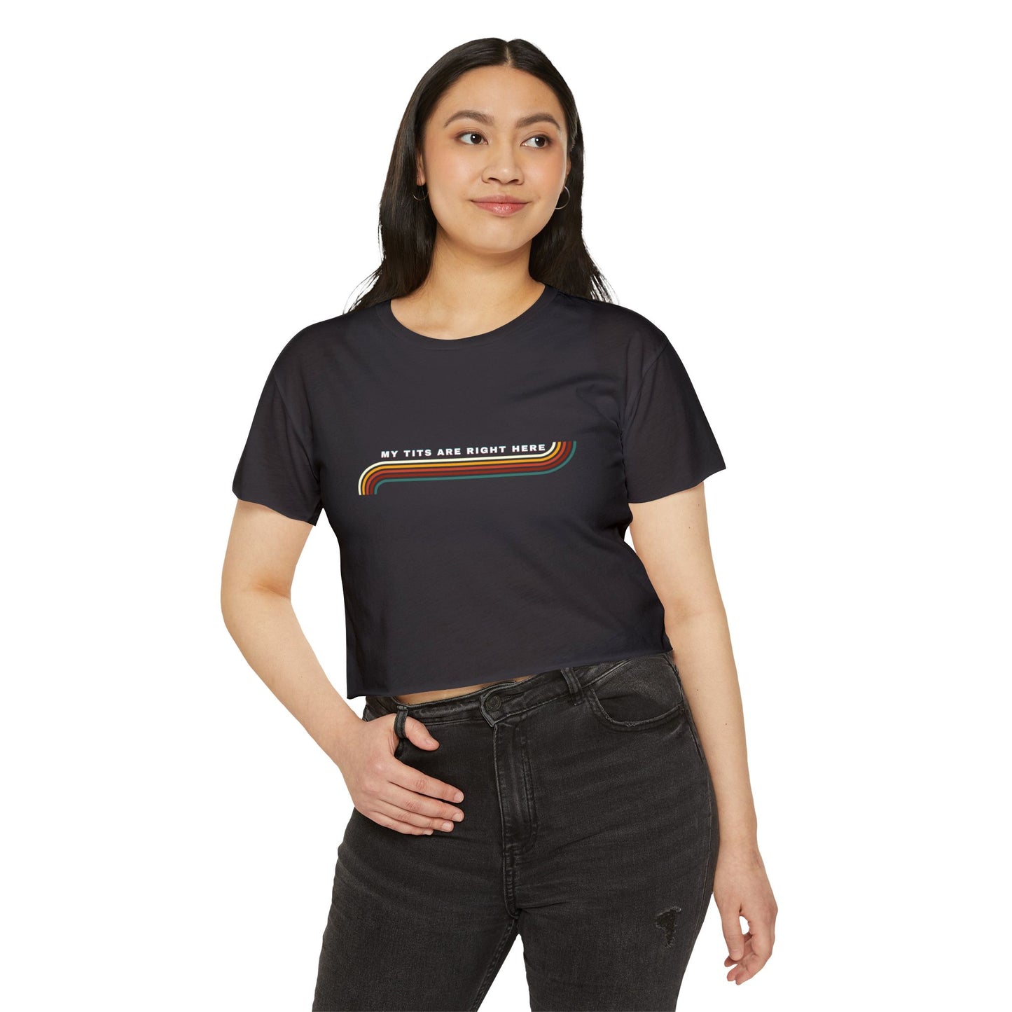 Eyes down here crop top