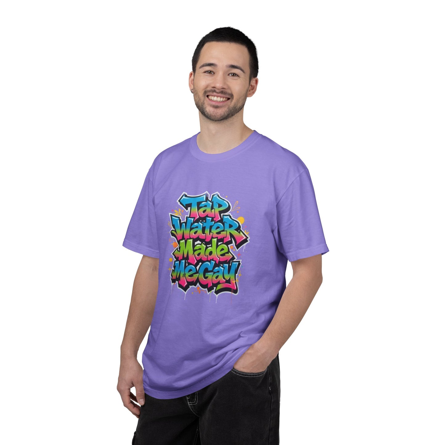 Tap Water Made Me Gay T-Shirt — Rainbow Graffiti Pride Tee