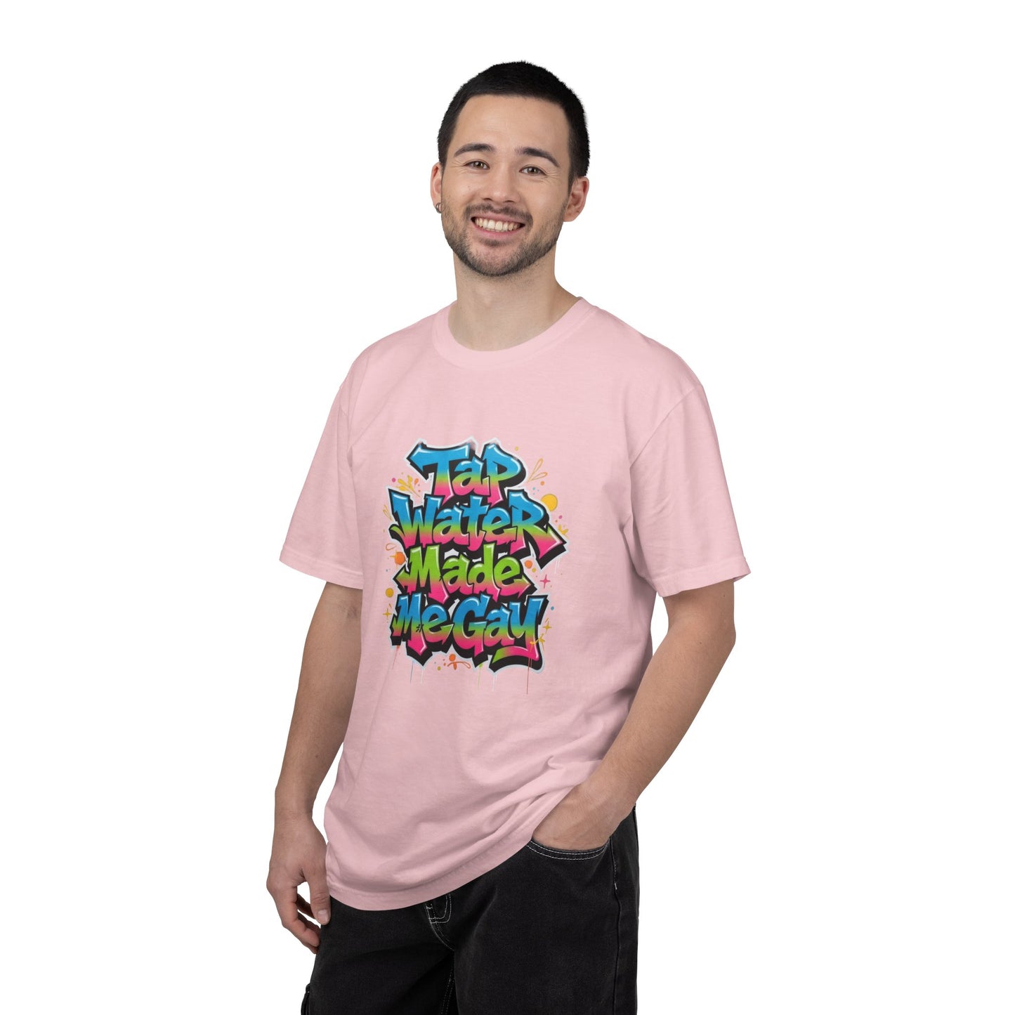 Tap Water Made Me Gay T-Shirt — Rainbow Graffiti Pride Tee