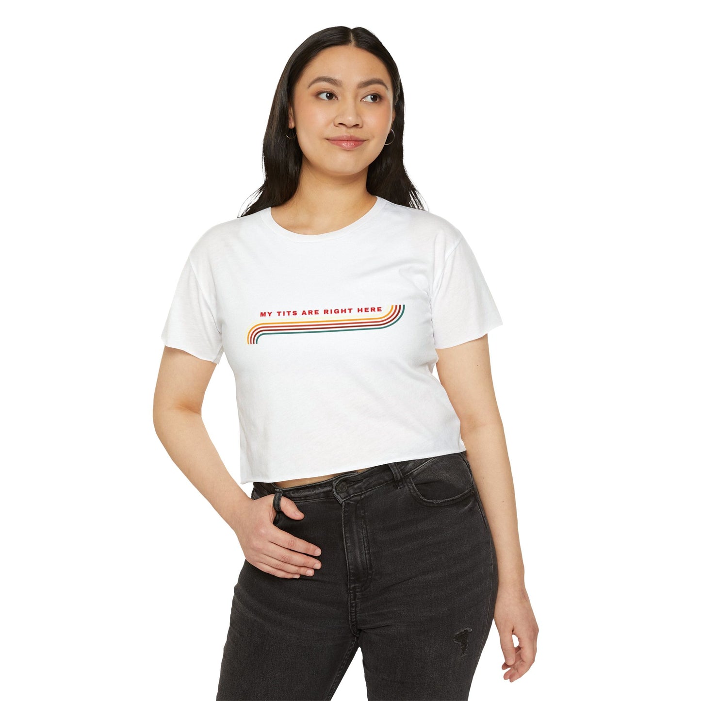 Eyes down here crop top