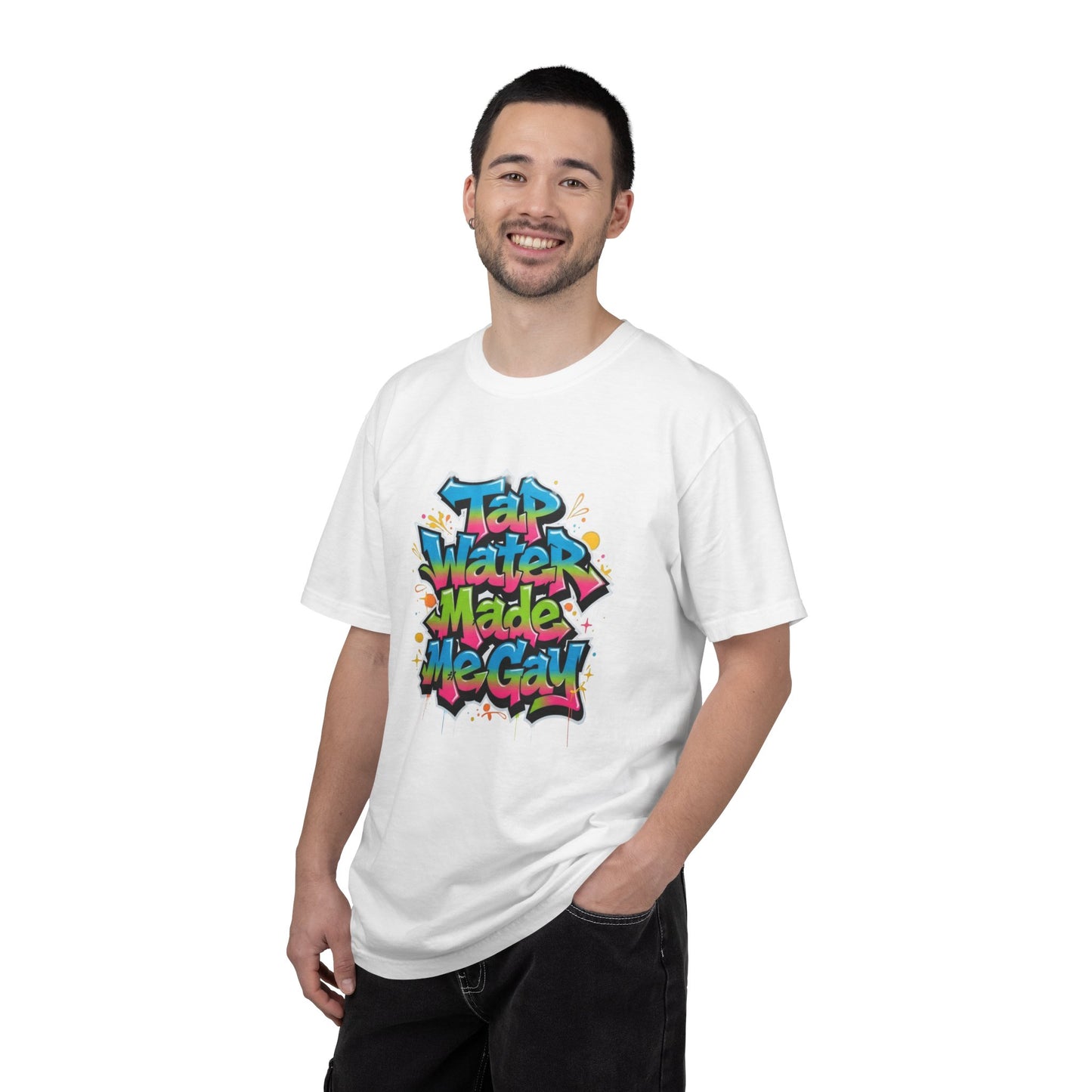 Tap Water Made Me Gay T-Shirt — Rainbow Graffiti Pride Tee