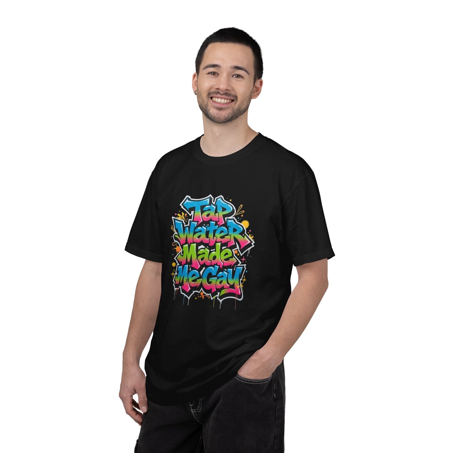 Tap Water Made Me Gay T-Shirt — Rainbow Graffiti Pride Tee