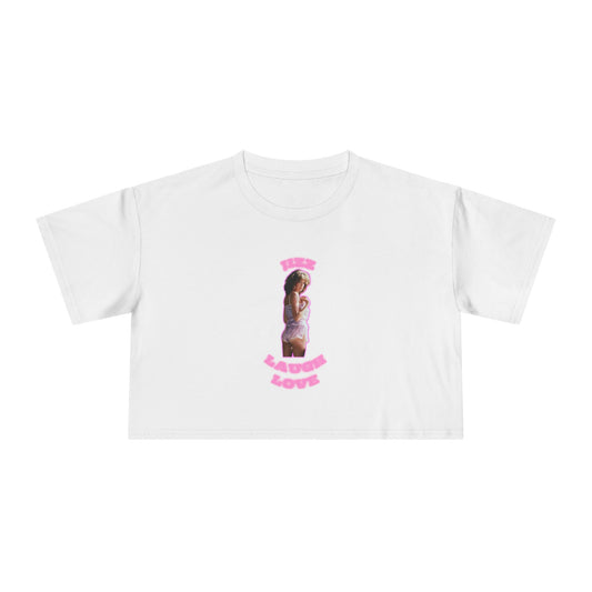 Women's Crop Tee - 'Live, Laugh, Love' Inspirational Top